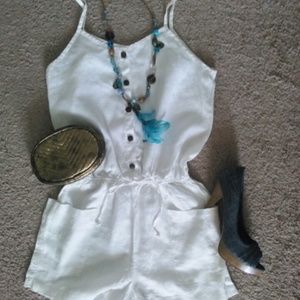 White Linen Romper